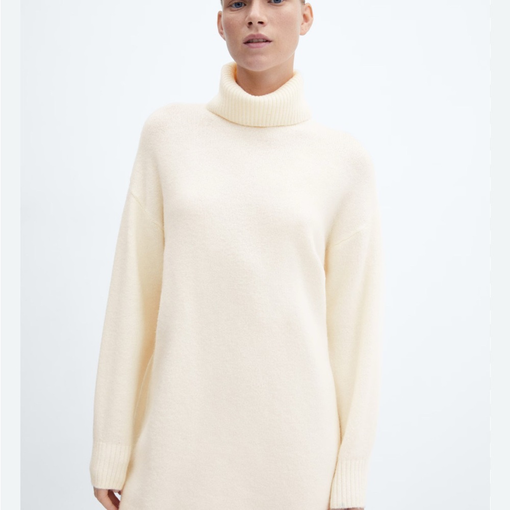 Mango Soft Cream Turtleneck Sweater